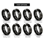 font options for inside engraving on black & gray barber pole crest rings