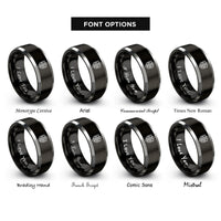 font options for inside engraving on black & gray barber pole crest rings