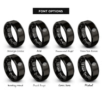 font options for inside engraving on black barber pole crest rings