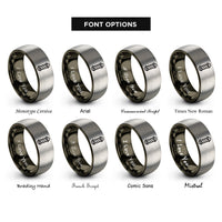 font options for inside engraving on gunmetal & silver barber pole rings