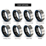 font options for inside engraving on black & blue & gray barbless hook knot rings