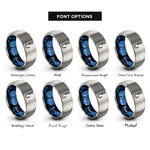 font options for inside engraving on blue & grey barbless hook knot rings