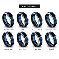 font options for inside engraving on blue & grey barbless hook knot rings
