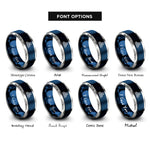 font options for inside engraving on blue & gray barcelona skyline rings