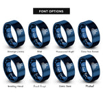 font options for inside engraving on blue barcelona skyline rings