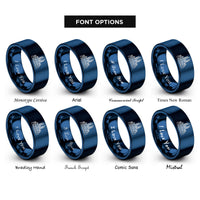 font options for inside engraving on blue barcelona skyline rings