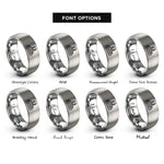 font options for inside engraving on gray barcelona skyline rings