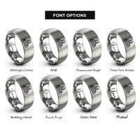font options for inside engraving on gray barcelona skyline rings