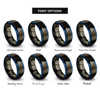 font options for inside engraving on gunmetal & blue barcelona skyline rings