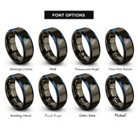 font options for inside engraving on gunmetal & blue barcelona skyline rings