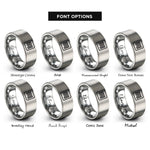 font options for inside engraving on silver barcode lines rings