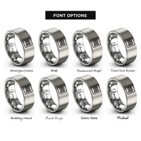 font options for inside engraving on silver barcode lines rings