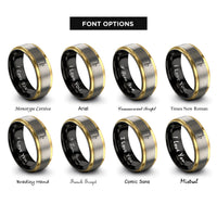 font options for inside engraving on black & gold & gray baritone saxophone rings