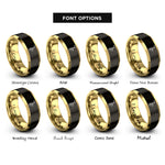font options for inside engraving on black & gold baritone saxophone rings