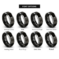 font options for inside engraving on black & gray baritone saxophone rings