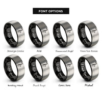 font options for inside engraving on black & silver baritone saxophone rings