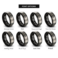 font options for inside engraving on black & gray baritone saxophone rings