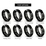 font options for inside engraving on black & silver baritone saxophone rings