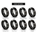 font options for inside engraving on black & silver barley rings