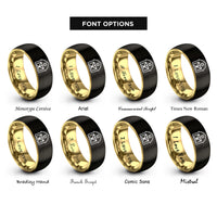 font options for inside engraving on black & gold barn rings