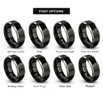 font options for inside engraving on black & silver barn owl rings