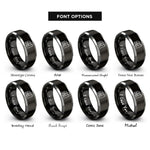 font options for inside engraving on black & silver barn silo rings