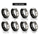 font options for inside engraving on black & gray barometer rings
