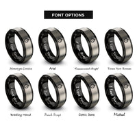 font options for inside engraving on black & silver barometer rings