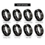 font options for inside engraving on black & silver barometer rings