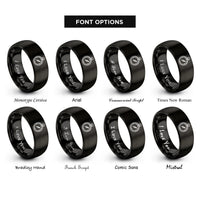 font options for inside engraving on black barometer rings