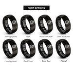font options for inside engraving on black barometer rings