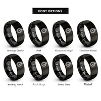font options for inside engraving on black barometer rings