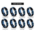font options for inside engraving on blue & silver barrel jack rings