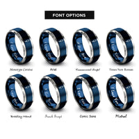 font options for inside engraving on blue & silver barrel jack rings