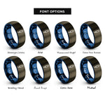 font options for inside engraving on gunmetal & blue barrel jack rings