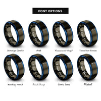 font options for inside engraving on gunmetal & blue barrel jack rings
