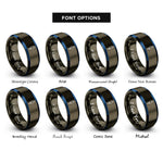 font options for inside engraving on gunmetal & blue barrel jack rings