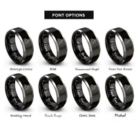 font options for inside engraving on black & silver barrel racer rings