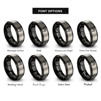 font options for inside engraving on black & silver barricade rings