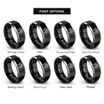 font options for inside engraving on black & grey barricade rings