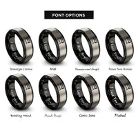 font options for inside engraving on black & silver barricade rings
