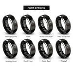 font options for inside engraving on black & grey barricade rings