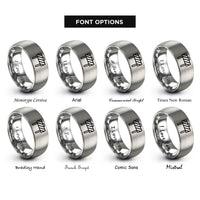 font options for inside engraving on silver barricade rings
