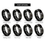 font options for inside engraving on black & silver barspin rings