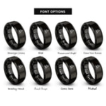 font options for inside engraving on black barspin rings