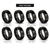 font options for inside engraving on black barspin rings