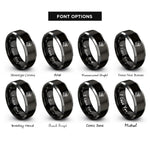 font options for inside engraving on black & silver bascinet helmet rings