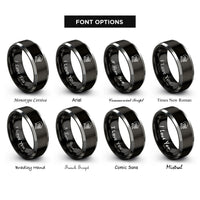 font options for inside engraving on black & silver bascinet helmet rings