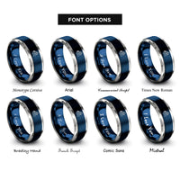 font options for inside engraving on blue & grey baseball batter swing rings