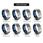 font options for inside engraving on blue & gray baseball pitcher windup rings